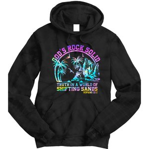 GodS Rock Solid Breaker Rock Beach Vbs 2024 Christian Tie Dye Hoodie