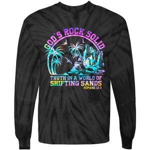 GodS Rock Solid Breaker Rock Beach Vbs 2024 Christian Tie-Dye Long Sleeve Shirt