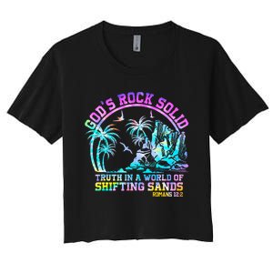 GodS Rock Solid Breaker Rock Beach Vbs 2024 Christian Women's Crop Top Tee