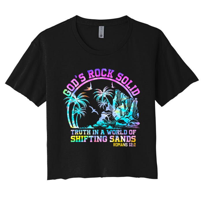 GodS Rock Solid Breaker Rock Beach Vbs 2024 Christian Women's Crop Top Tee