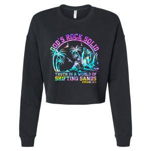 GodS Rock Solid Breaker Rock Beach Vbs 2024 Christian Cropped Pullover Crew