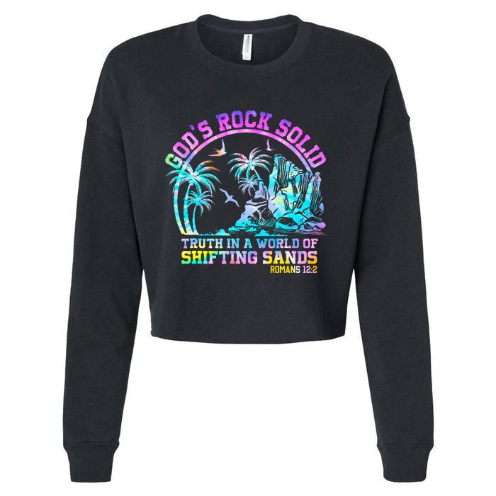 GodS Rock Solid Breaker Rock Beach Vbs 2024 Christian Cropped Pullover Crew