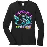 GodS Rock Solid Breaker Rock Beach Vbs 2024 Christian Ladies Long Sleeve Shirt