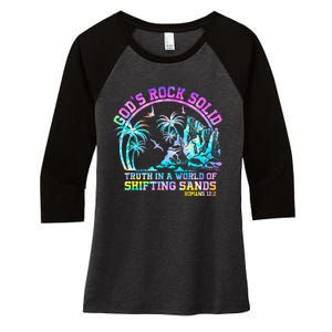 GodS Rock Solid Breaker Rock Beach Vbs 2024 Christian Women's Tri-Blend 3/4-Sleeve Raglan Shirt