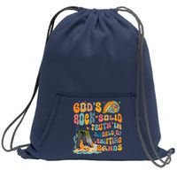 GodS Rock Solid Breaker Rock Beach Vbs 2024 Christian Sweatshirt Cinch Pack Bag