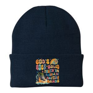 GodS Rock Solid Breaker Rock Beach Vbs 2024 Christian Knit Cap Winter Beanie