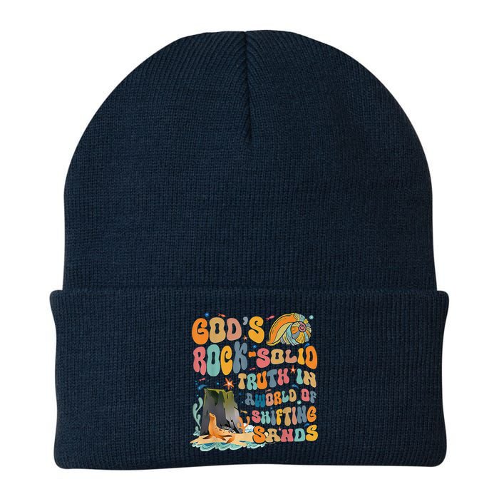 GodS Rock Solid Breaker Rock Beach Vbs 2024 Christian Knit Cap Winter Beanie