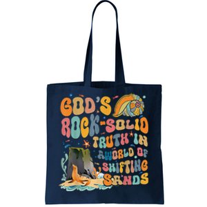 GodS Rock Solid Breaker Rock Beach Vbs 2024 Christian Tote Bag