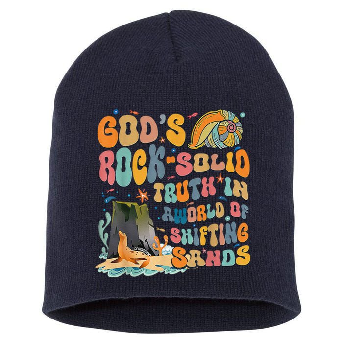 GodS Rock Solid Breaker Rock Beach Vbs 2024 Christian Short Acrylic Beanie