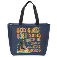 GodS Rock Solid Breaker Rock Beach Vbs 2024 Christian Zip Tote Bag