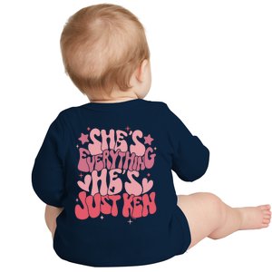 Groovy Retro Shes Everything Hes Just Ken (Word On Back) Baby Long Sleeve Bodysuit