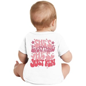 Groovy Retro Shes Everything Hes Just Ken (Word On Back) Baby Bodysuit