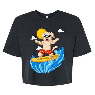 Golden Retriver Surfing Bella+Canvas Jersey Crop Tee