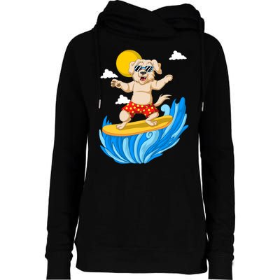 Golden Retriver Surfing Womens Funnel Neck Pullover Hood