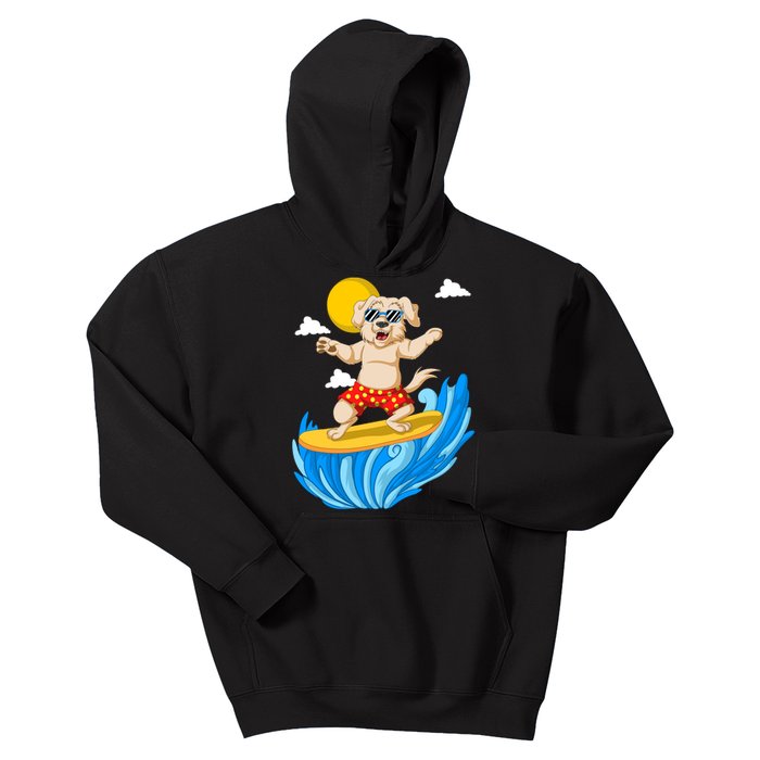 Golden Retriver Surfing Kids Hoodie