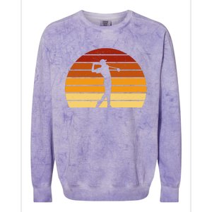 Golf Retro Sunset Golfing Colorblast Crewneck Sweatshirt