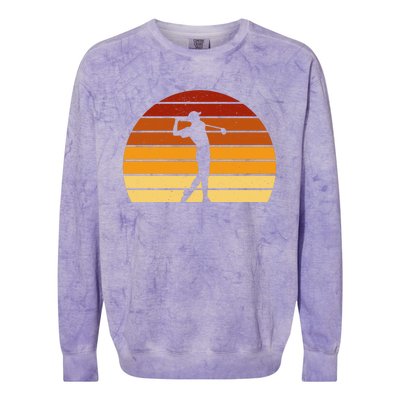 Golf Retro Sunset Golfing Colorblast Crewneck Sweatshirt