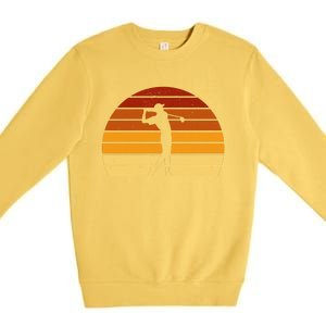 Golf Retro Sunset Golfing Premium Crewneck Sweatshirt