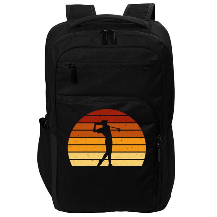 Golf Retro Sunset Golfing Impact Tech Backpack