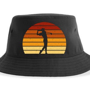 Golf Retro Sunset Golfing Sustainable Bucket Hat