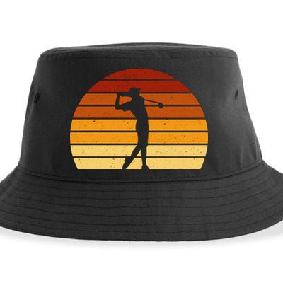 Golf Retro Sunset Golfing Sustainable Bucket Hat