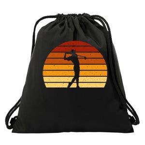 Golf Retro Sunset Golfing Drawstring Bag