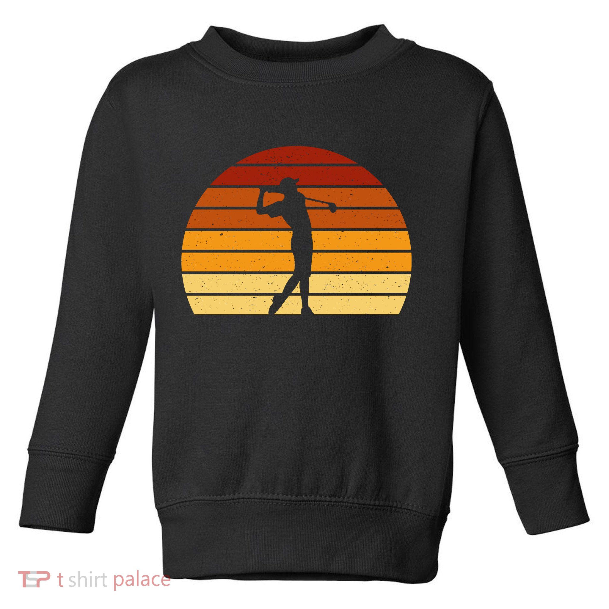 Golf Retro Sunset Golfing Toddler Sweatshirt