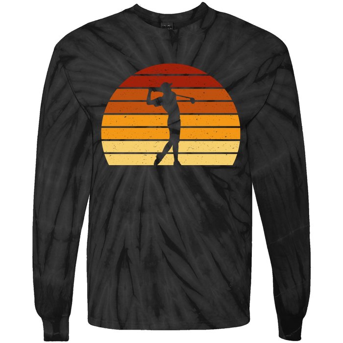 Golf Retro Sunset Golfing Tie-Dye Long Sleeve Shirt