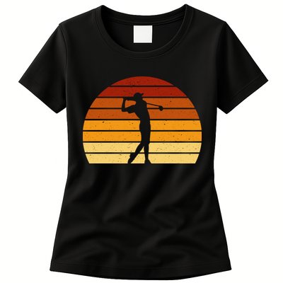 Golf Retro Sunset Golfing Womens T-Shirt