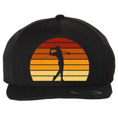 Golf Retro Sunset Golfing Wool Snapback Cap