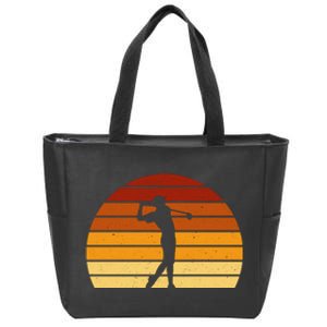 Golf Retro Sunset Golfing Zip Tote Bag