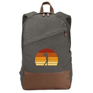 Golf Retro Sunset Golfing Cotton Canvas Backpack