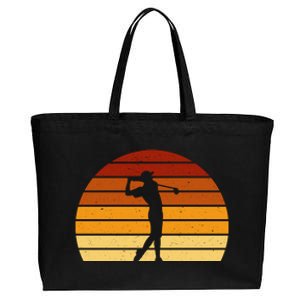 Golf Retro Sunset Golfing Cotton Canvas Jumbo Tote