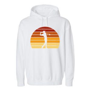 Golf Retro Sunset Golfing Garment-Dyed Fleece Hoodie