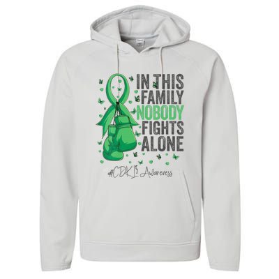 Green Ribbon Survivor Fighter CDKL5 Awareness VNeck Performance Fleece Hoodie