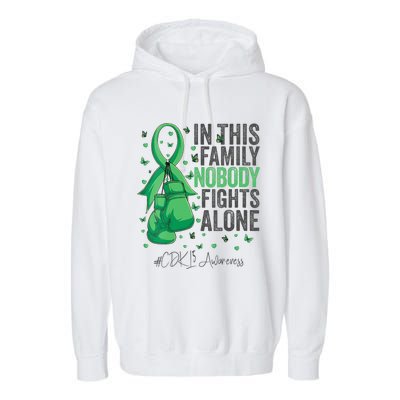 Green Ribbon Survivor Fighter CDKL5 Awareness VNeck Garment-Dyed Fleece Hoodie