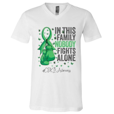 Green Ribbon Survivor Fighter CDKL5 Awareness VNeck V-Neck T-Shirt