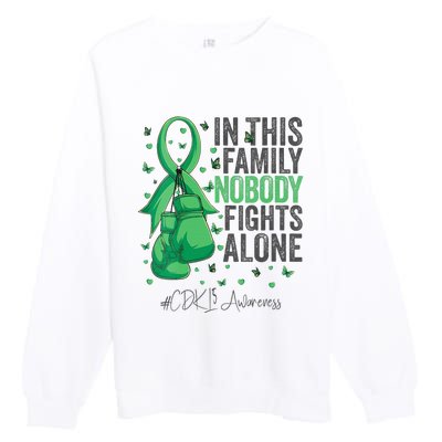 Green Ribbon Survivor Fighter CDKL5 Awareness VNeck Premium Crewneck Sweatshirt