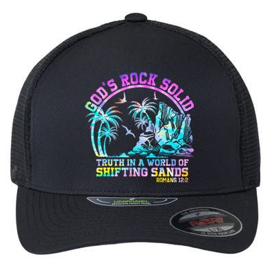 GodS Rock Solid Breaker Rock Beach Vbs 2024 Christian Flexfit Unipanel Trucker Cap