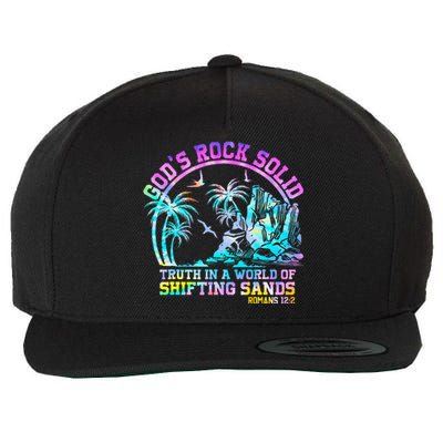 GodS Rock Solid Breaker Rock Beach Vbs 2024 Christian Wool Snapback Cap