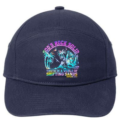 GodS Rock Solid Breaker Rock Beach Vbs 2024 Christian 7-Panel Snapback Hat