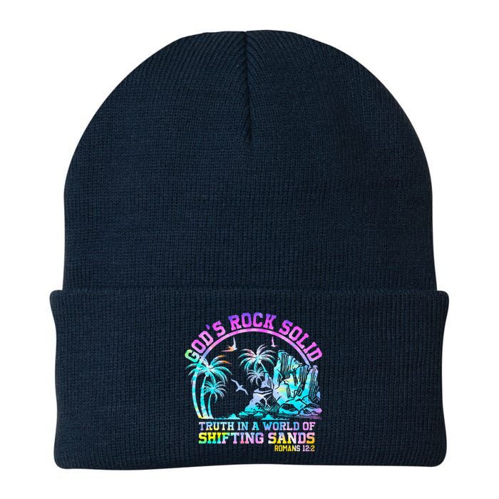 GodS Rock Solid Breaker Rock Beach Vbs 2024 Christian Knit Cap Winter Beanie