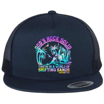 GodS Rock Solid Breaker Rock Beach Vbs 2024 Christian Flat Bill Trucker Hat