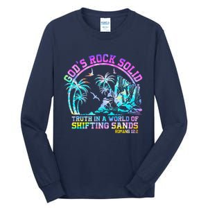 GodS Rock Solid Breaker Rock Beach Vbs 2024 Christian Tall Long Sleeve T-Shirt