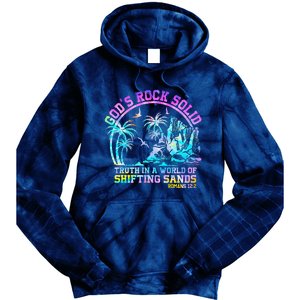 GodS Rock Solid Breaker Rock Beach Vbs 2024 Christian Tie Dye Hoodie