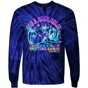 GodS Rock Solid Breaker Rock Beach Vbs 2024 Christian Tie-Dye Long Sleeve Shirt