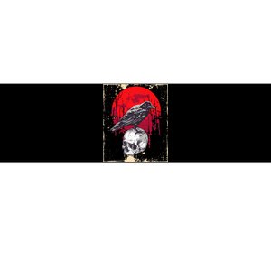 Gothic Raven Skull Red Moon Black Crow Bumper Sticker