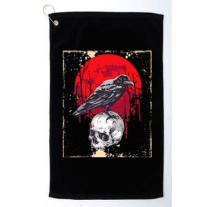 Gothic Raven Skull Red Moon Black Crow Platinum Collection Golf Towel