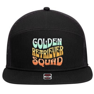 Golden Retriever Squad Vintage Golden Dog Breed Lovers 7 Panel Mesh Trucker Snapback Hat