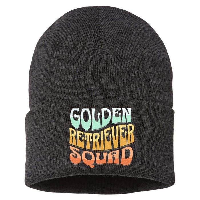 Golden Retriever Squad Vintage Golden Dog Breed Lovers Sustainable Knit Beanie